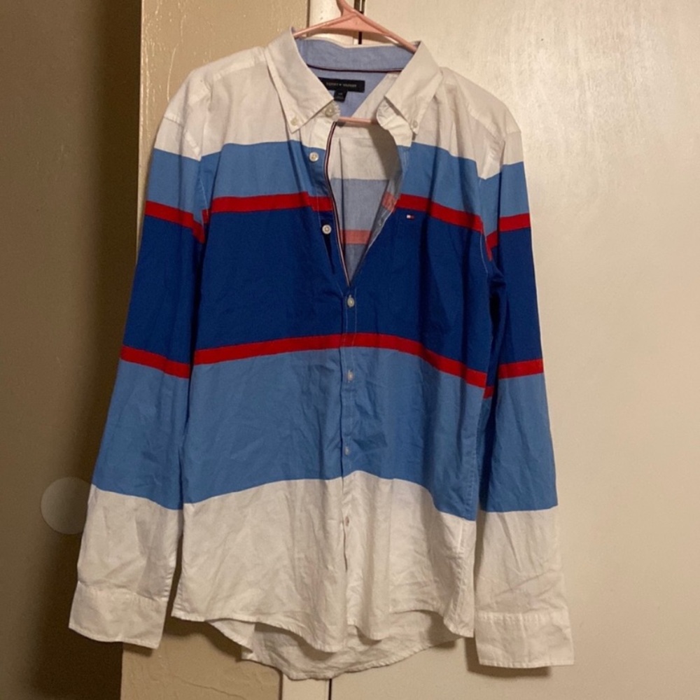 Stripe Tommy Hilfiger Dress Shirt Large